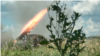 A Ukrainian Grad launcher fires rockets at Russian positions in the Zaporizhzhia region.