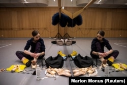 Muromtseva prepares for training at the Hungarian State Opera in Budapest.