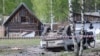 The site where the car of writer Zakhar Prilepin was blown up near the village of Pionersky, Russia, on May 6.