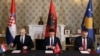 Ministri odbrane potpisali su Deklaraciju o vojnoj saradnji Kosova, Albanije i Hrvatske u Tirani, 18. marta 2025.