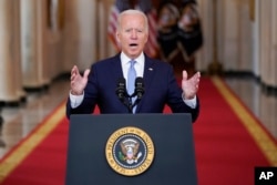 President Joe Biden speaks about the U.S. withdrawal from Afghanistan at the White House on August 31.