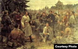 Кастусь Каліноўскі сярод паўстанцаў 1863 году, карціна Пётры Сергіевіча