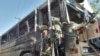 A bus that hit a roadside bomb in Kabul in May